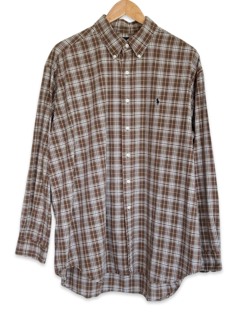 Ralph Lauren Brown Plaid Blaire Men's Shirt - Men’s button up shirt Vintage XL